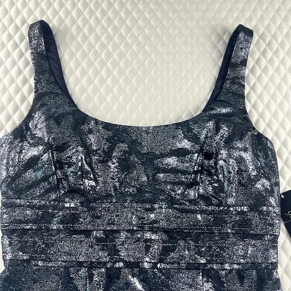 Carmen Marc Valvo Collection Wool Blend Sleeveless Metallic Jacquard Dress 6 NWT - Picture 3 of 14